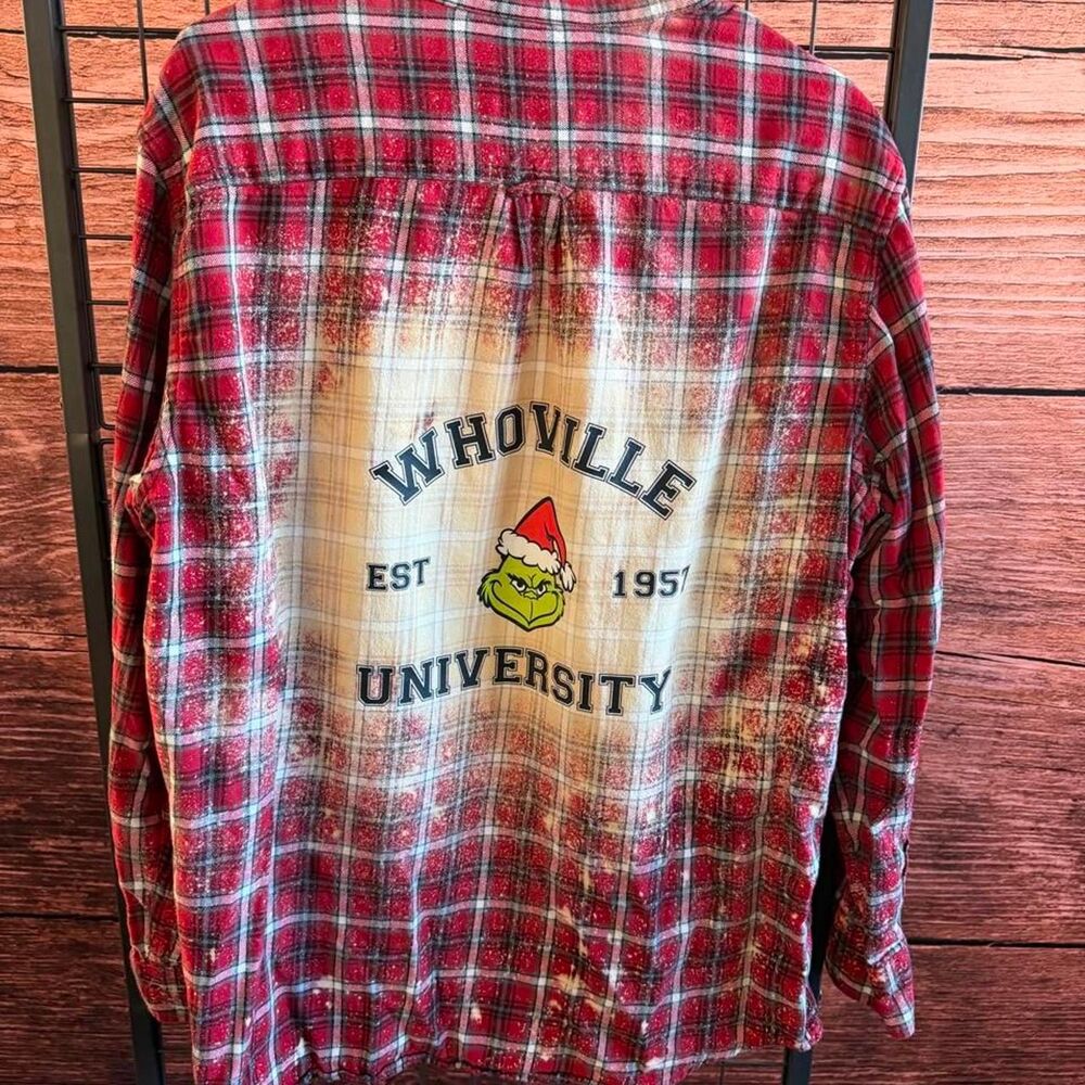 Upcycled grinch christmas flannel